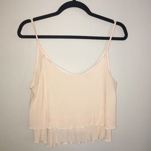Peach flowy crop top.